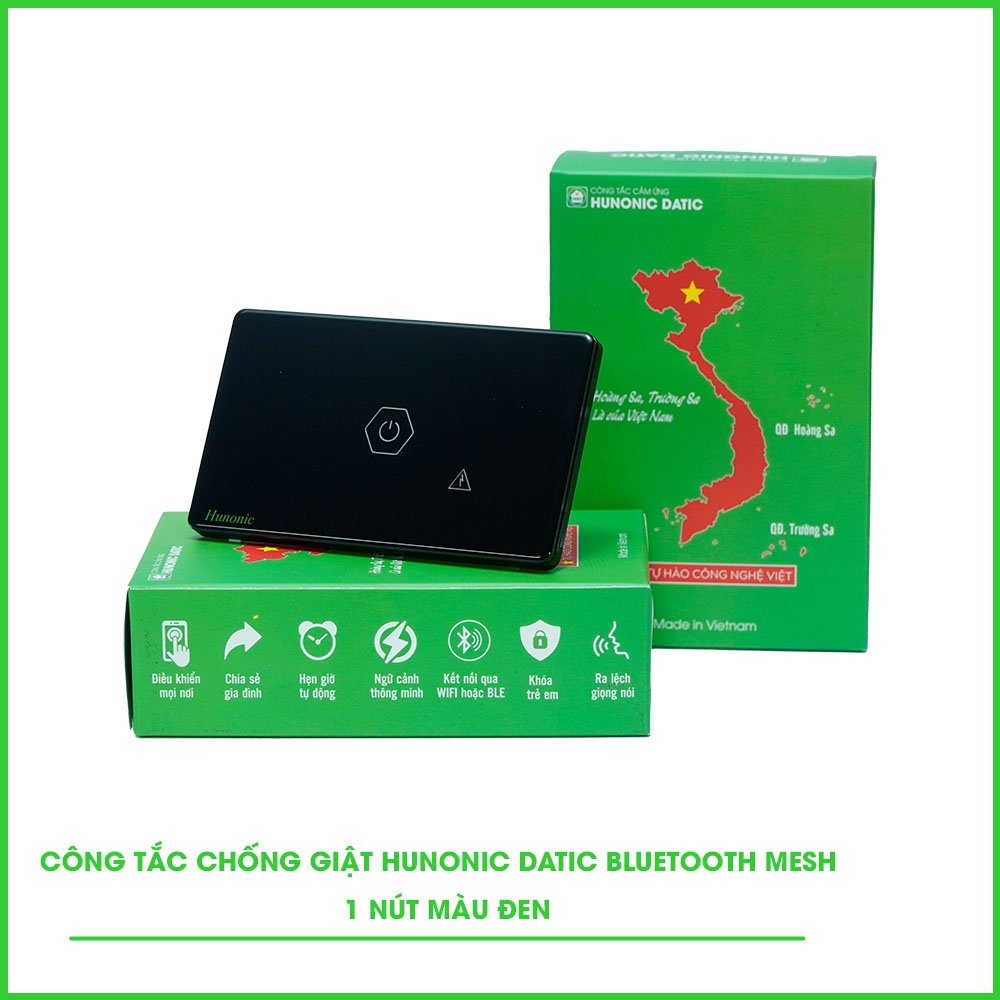 Công Tắc Chống Giật BLE Mesh Hunonic Datic (Đen) (NSBUID)