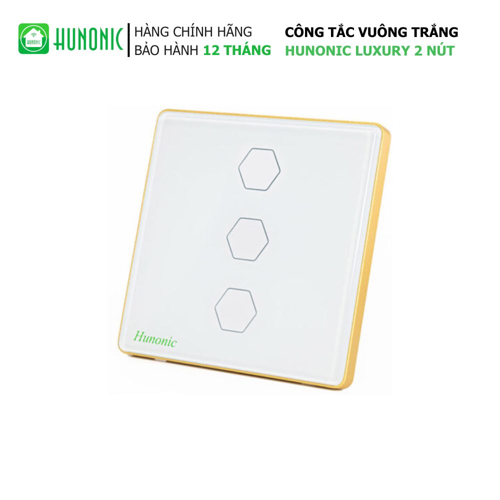 Công tắc cảm ứng WiFi Hunonic 3 nút, HV (Trắng) (HN03SVT)