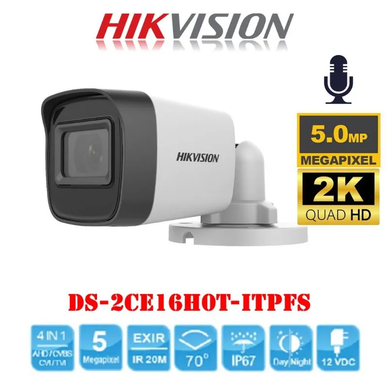 Hikvision Camera  HD-TVI   5MP –  tích hợp MIC DS-2CE16H0T-ITPFS