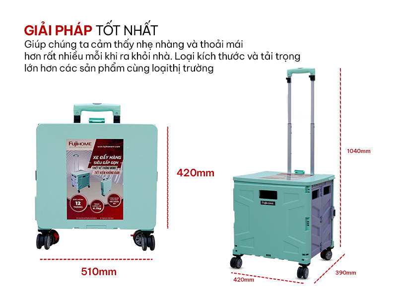 Xe kéo hàng đi chợ rút gọn FUJIHOME ST-250