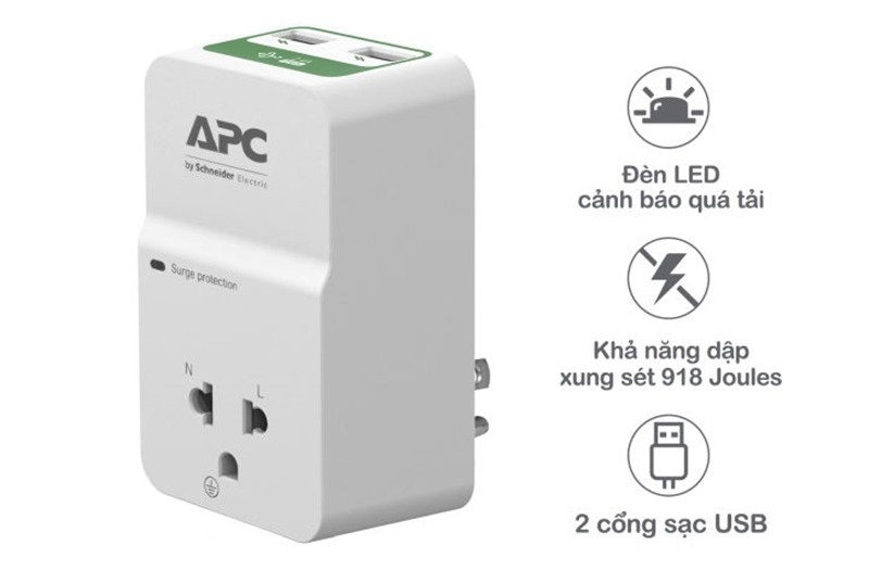 Ổ cắm điện chống sét APC PM1WU2-VN
