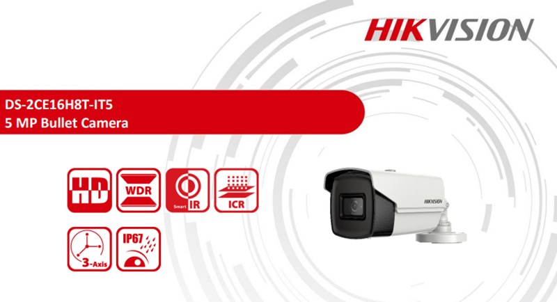 Hikvision Camera  HD-TVI Starlight  5MP DS-2CE16H8T-IT5