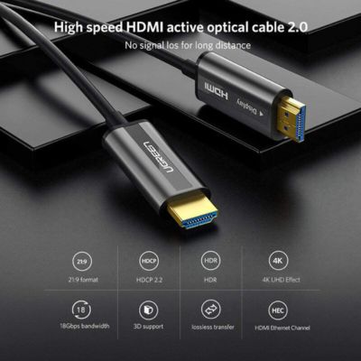 Cáp HDMI 2.0 sợi quang 100m Ugreen 50222 hỗ trợ 4K/60Hz cao cấp