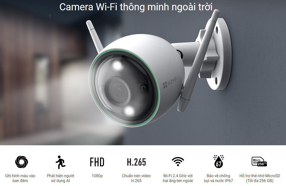 Camera Wifi C3N ngoài trời 2 MegaPixel - H.265