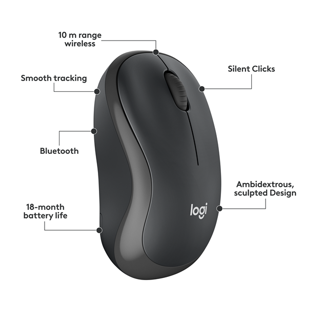 Chuột máy tính không dây Logitech M240 Silent Bluetooth GRAPHITE (910-007122)
