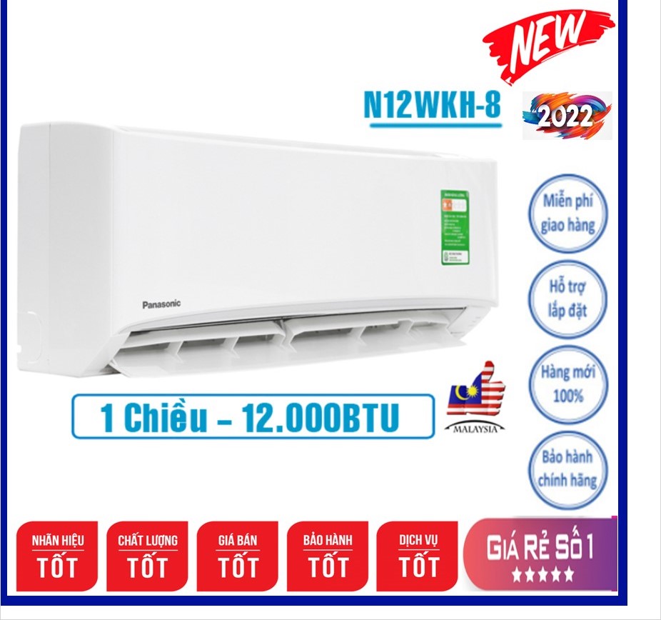 Điều hòa Panasonic 1 chiều 12000BTU N12WKH-8,HÀNG CHÍNH HÃNG Mới 2021