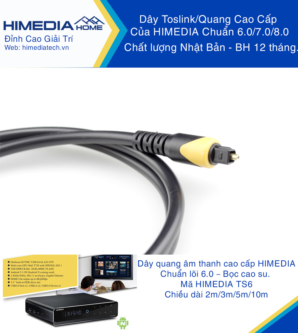DÂY QUANG TOSLINK HIMEDIA HOME 6.0 DÀI 5M (MÃ TS605)