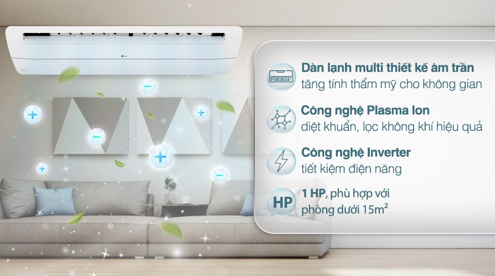 Dàn lạnh cassette 1 cửa Multi LG Inverter 12000BTU MỘT CHIỀU AMNQ12GTUA0 + PT-UAHW0