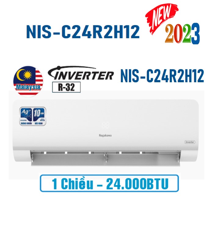 Điều hòa Nagakawa 24000BTU 1 chiều inverter NIS-C24R2H12 MỚI 2023