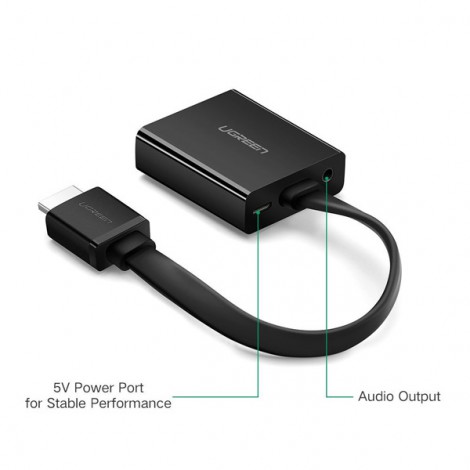 Cáp chuyển HDMI to VGA + Audio 3.5mm & Micro-USB Ugreen 40248 (màu đen)