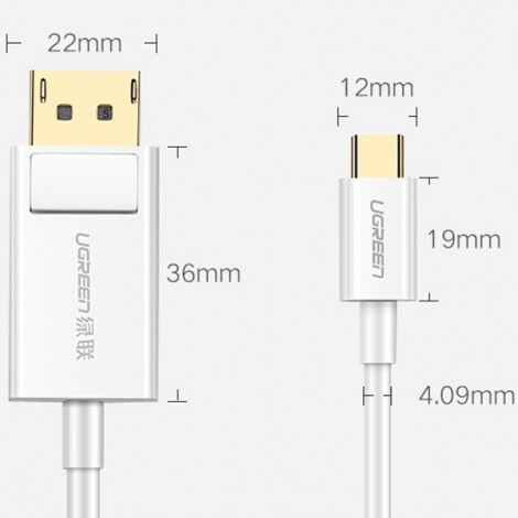 Cáp chuyển đổi USB Type C to Displayport Ugreen 40420 dài 1,5m hỗ trợ 4K