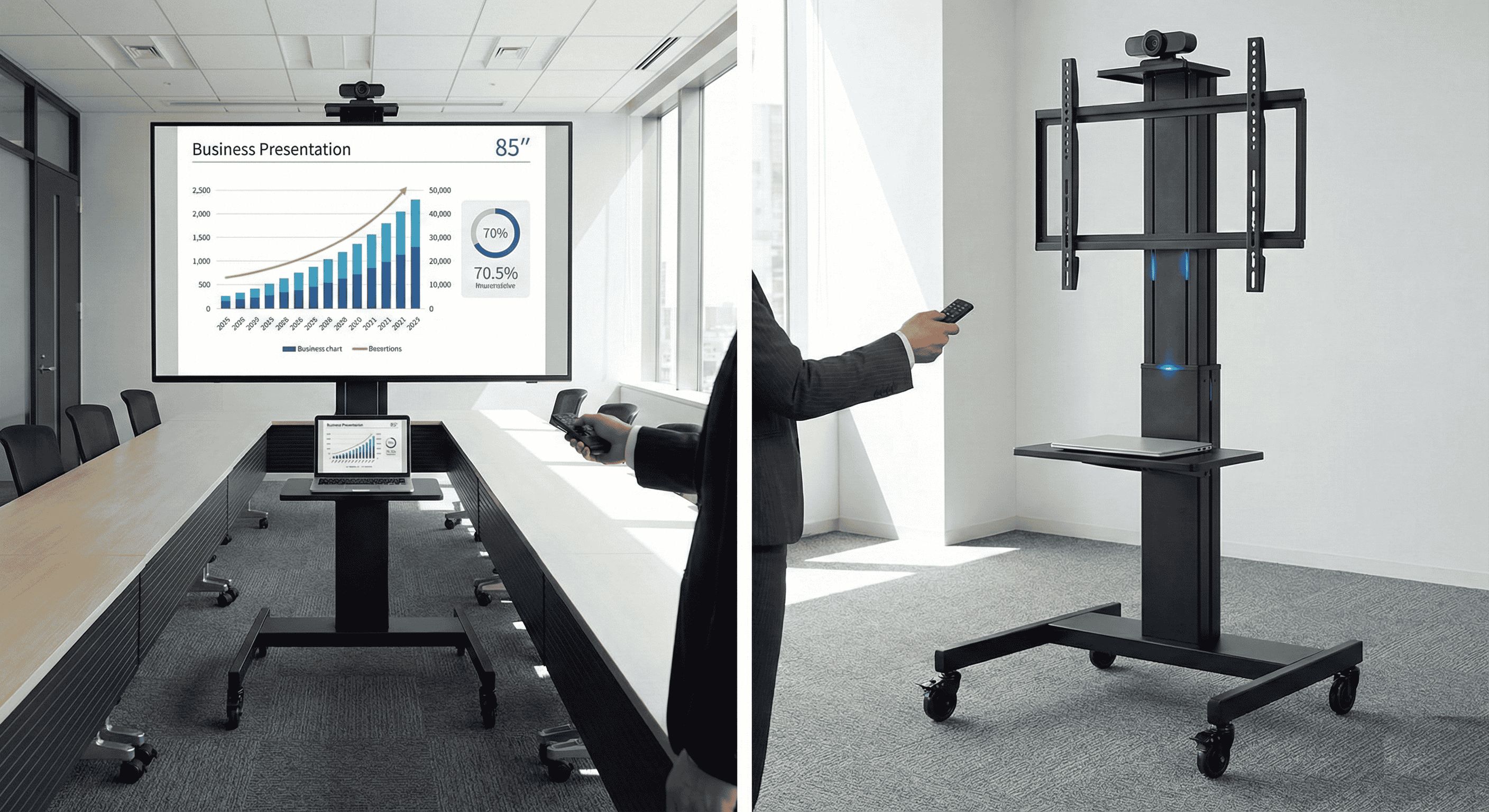 Giá Treo Tivi Di Động Điện Tử NB-T70 (75 - 100 Inch) - Nâng Hạ Bằng Điều Khiển