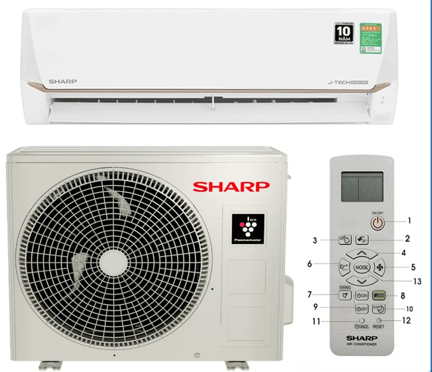 Điều hòa Sharp inverter 9000 BTU 1 chiều AH-X10CEWC Mới 2025