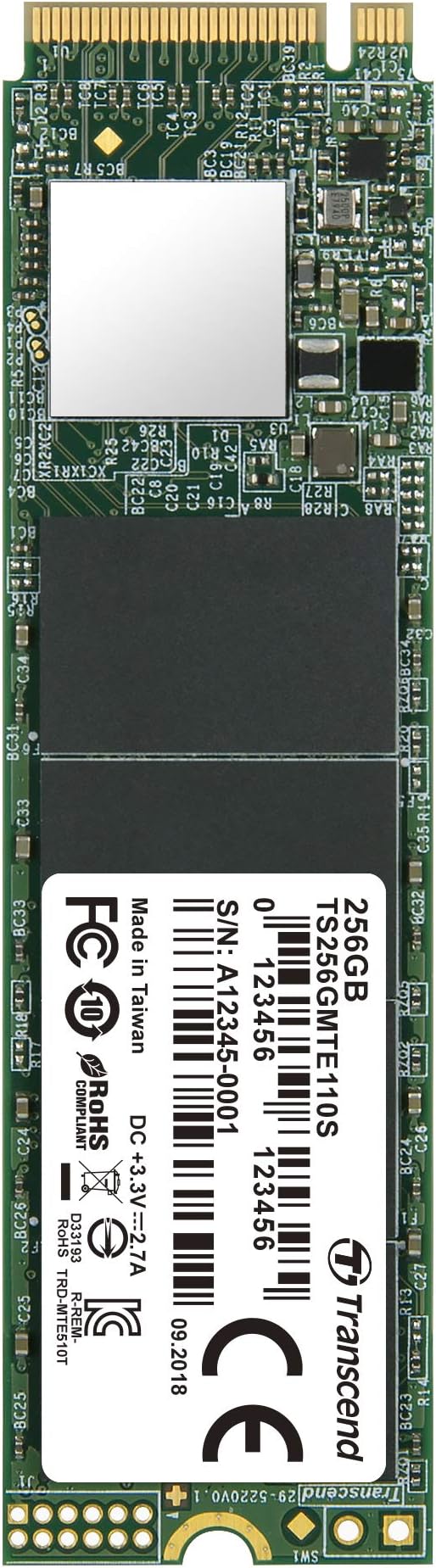 Transcend TS256GMTE110S 256GB M.2 PCIe Gen3x4 NVMe Internal Solid State Drive