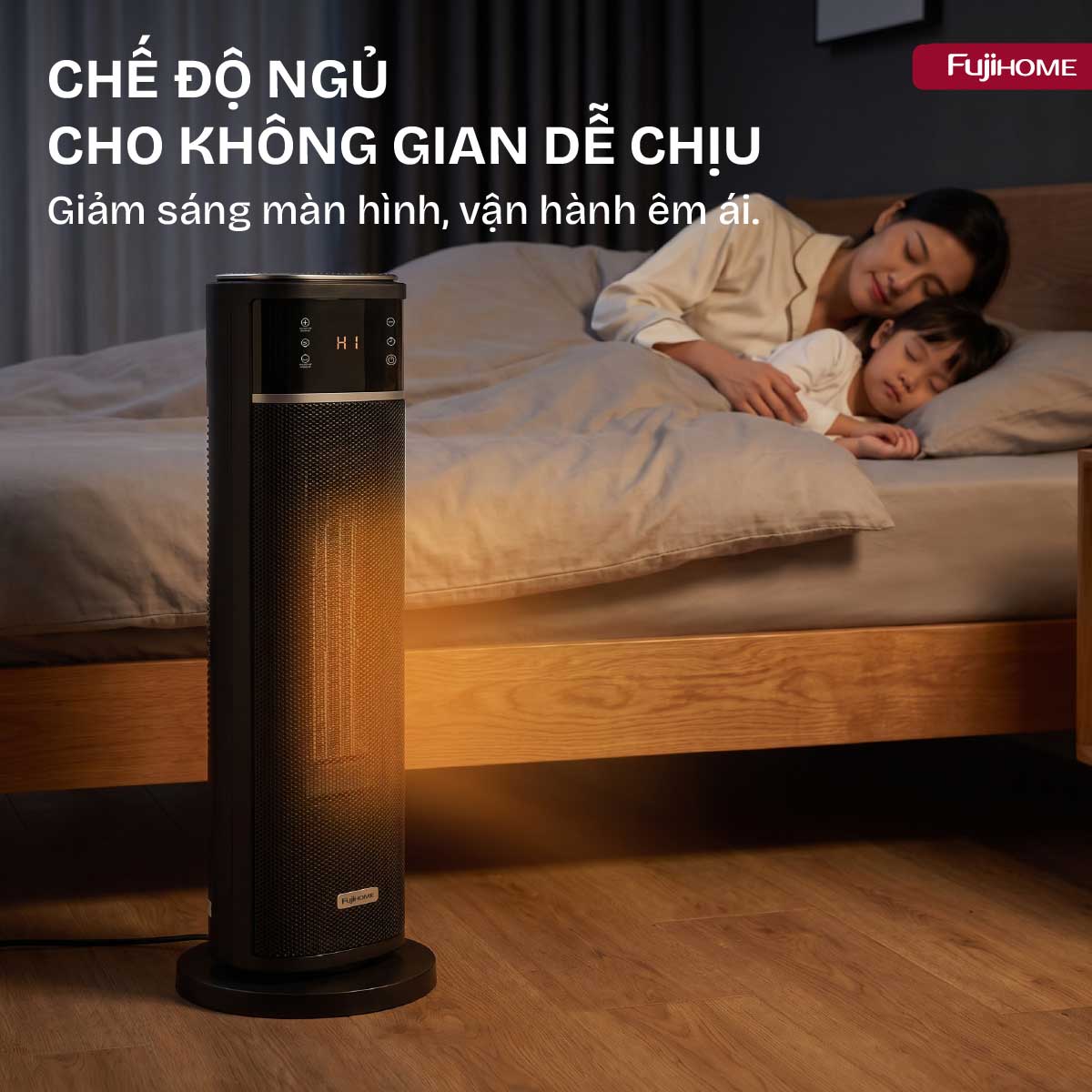Máy sưởi gốm Fujihome FH213 2100W điều khiển giọng nói – giá đại lý