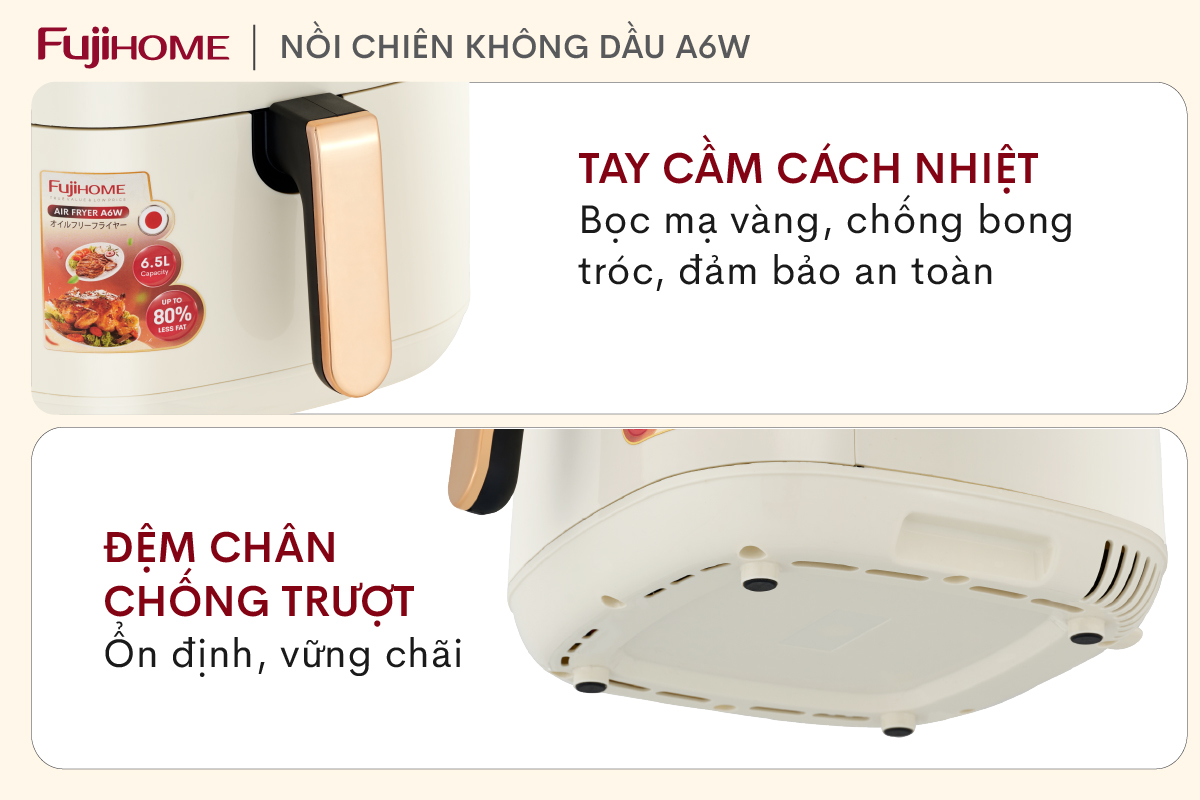 Nồi chiên không dầu Fujihome A6W 6,5Lít