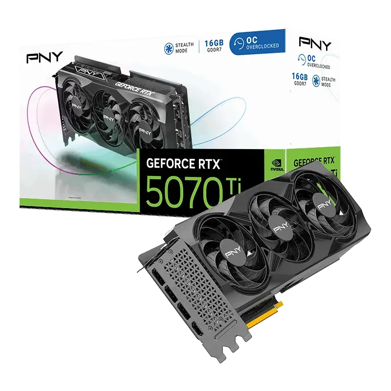 Card màn hình PNY GeForce RTX™ 5070 Ti Overclocked Triple Fan Plus