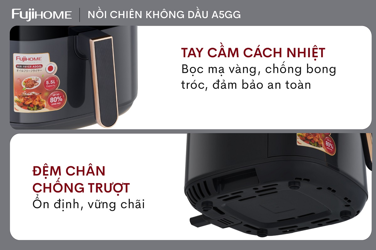 NỒI CHIÊN KHÔNG DẦU FUJIHOME A5GG 5.5LÍT
