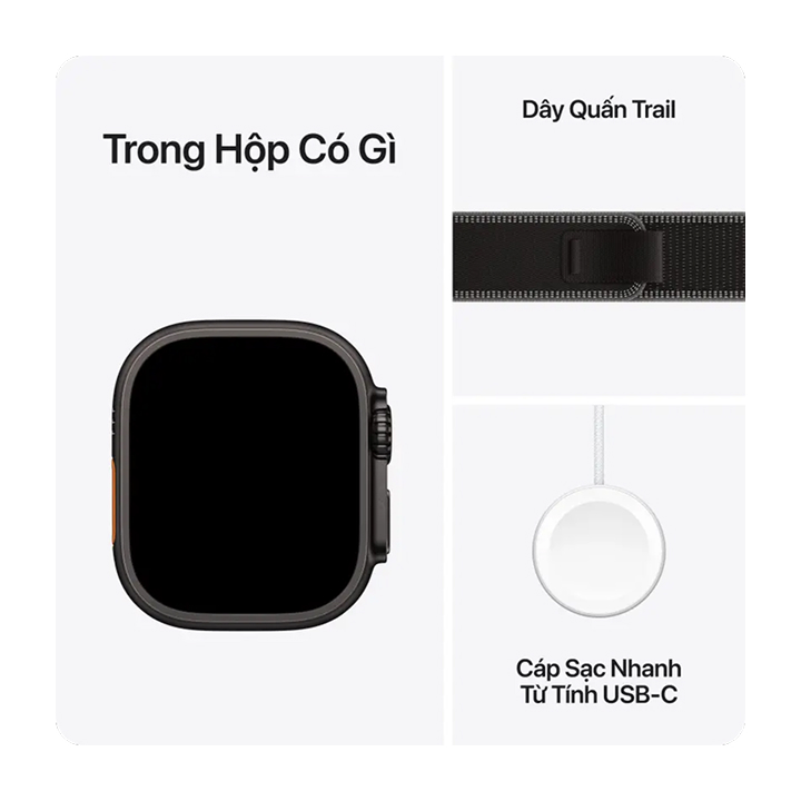 Apple Watch Ultra 3 GPS + Cellular 49mm Black Titanium Black/Charcoal Trail Loop (M/L) MF1H4SA/A – Đồng Hồ Thông Minh Cao Cấp Chính Hãng Apple