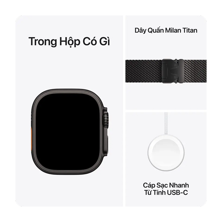 Apple Watch Ultra 3 GPS + Cellular 49mm Black Titanium Milanese Loop (Large) MF1T4SA/A – Đồng Hồ Thông Minh Cao Cấp Chính Hãng Apple