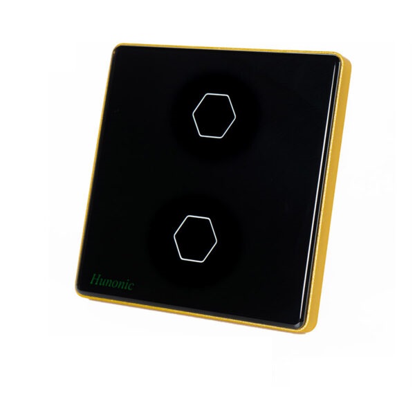 Công tắc Cảm ứng BLE Hunonic Luxury Hình Vuông (Đen) (2 Nút)