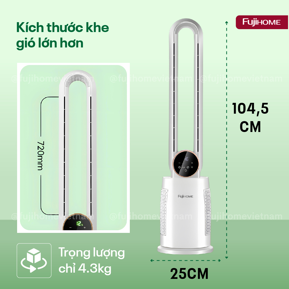 Quạt không cánh tích hợp lọc không khí bằng ion Fujihome BF-03R