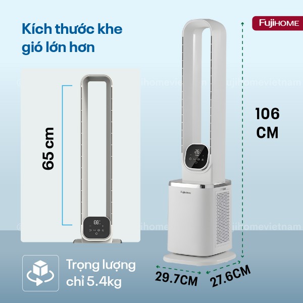 Quạt không cánh lọc không khí HEPA và Ion Fujihome BF-05R-HEPA