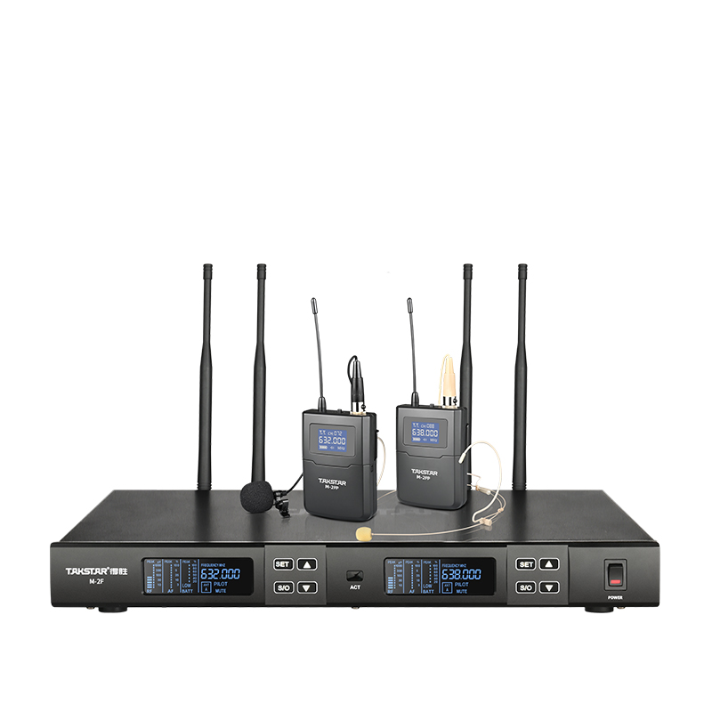 Bộ micro không dây tầm xa cài đầu, cài ve áo UHF hai kênh M2-FP