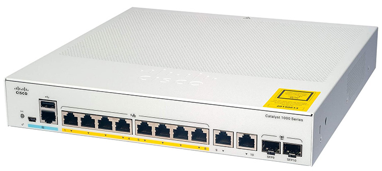 Switch Cisco C1000-8P-E-2G-L Catalyst 1000, 8 Ports PoE+ 67W, 2 GE