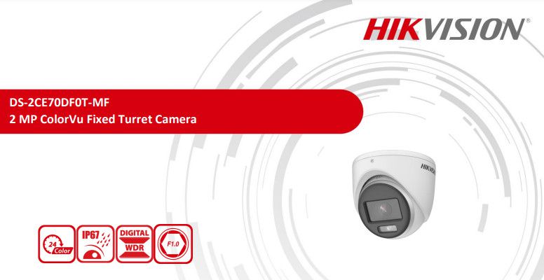 Hikvision Camera bán cầu có màu ban đêm 2MP (ColorVu) DS-2CE70DF0T-MF