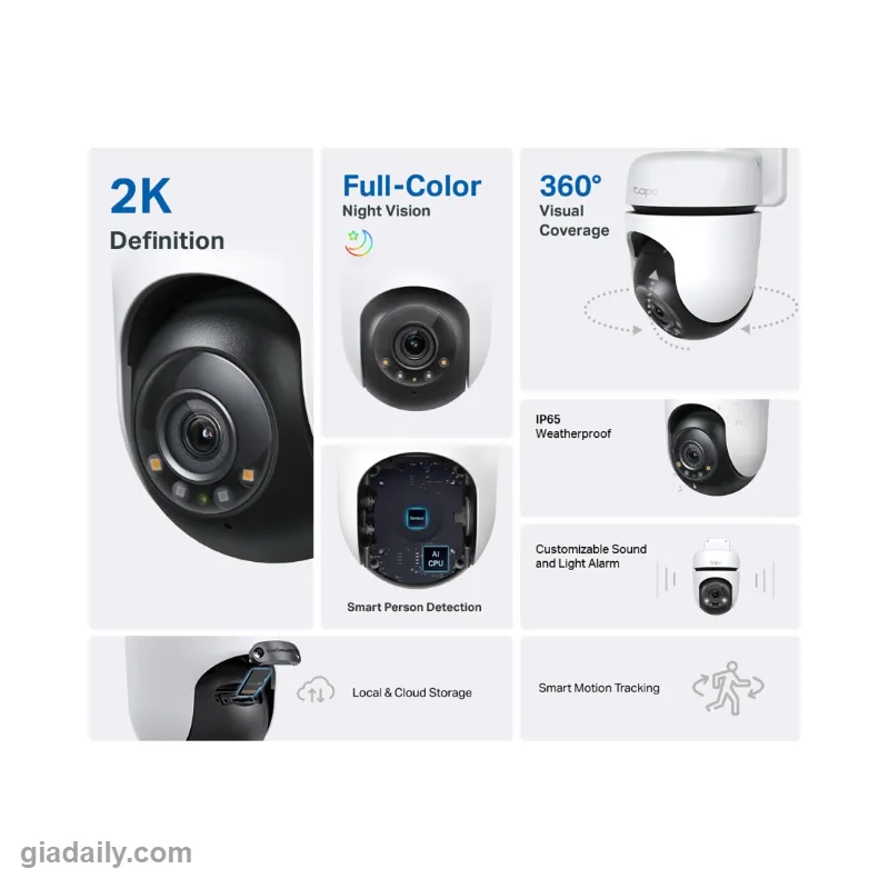 Camera Wi-Fi ngoài trời quay quét Tapo C510W 2K 2304x1296 - Giá Đại Lý
