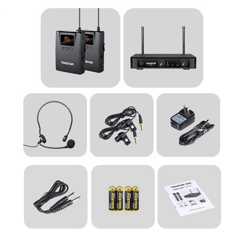 Bộ micro không dây cài đầu, cài áo kênh kép X3PP