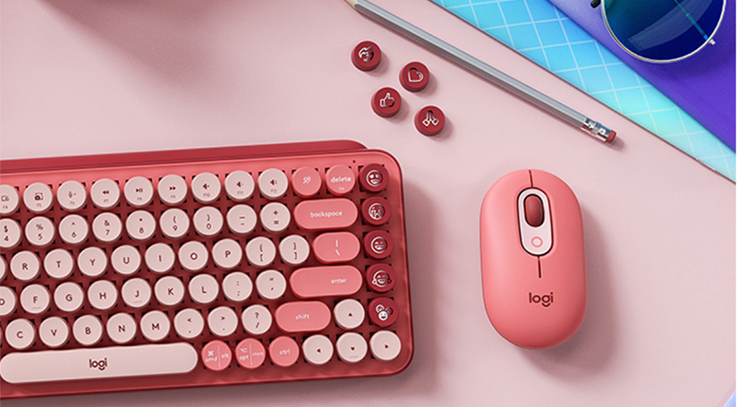 Chuột không dây Logitech POP with Emoji Hồng 910-006516