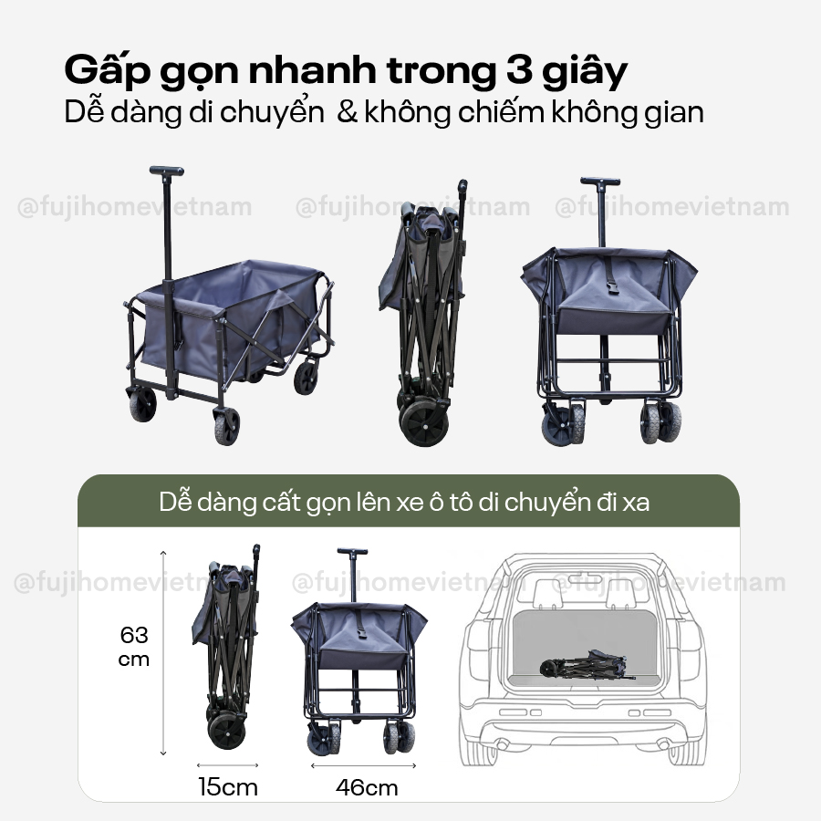 Xe kéo dã ngoại gấp gọn Fujihome CT-80