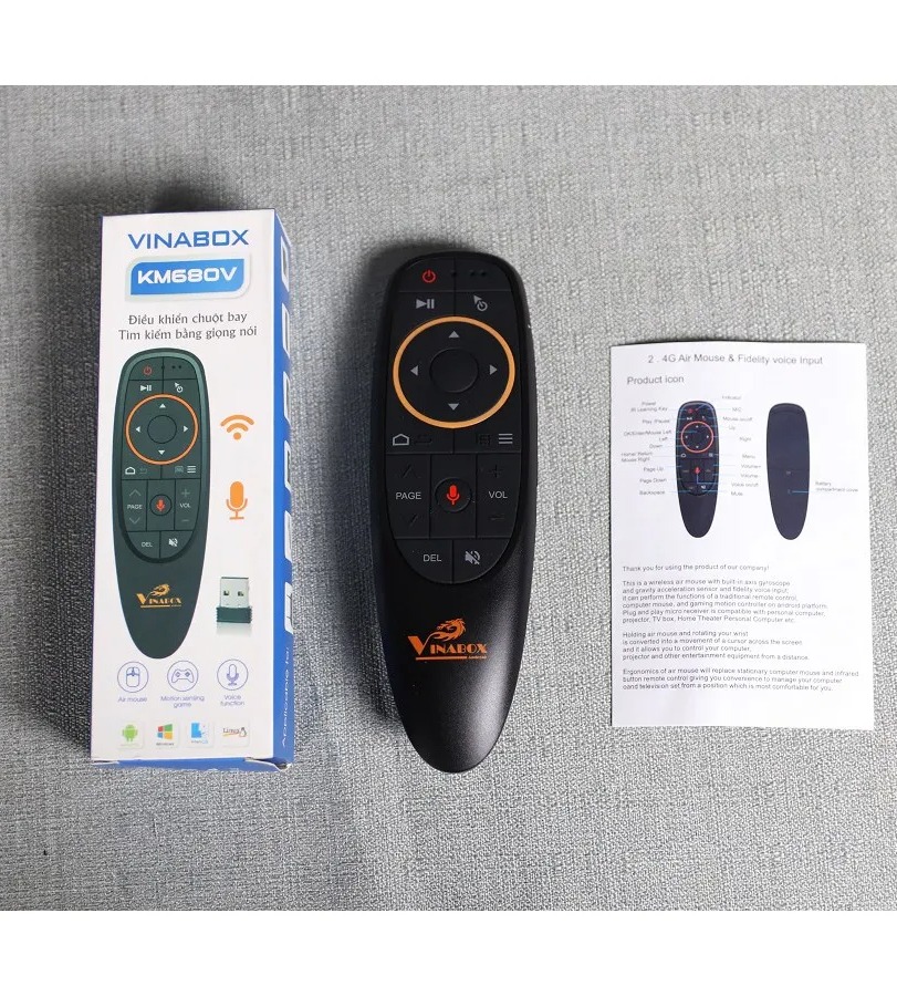 CHUỘT BAY KIÊM ĐIỀU KHIỂN GIỌNG NÓI VINABOX KM680V PRO