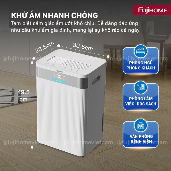 Máy hút ẩm dân dụng Fujihome DH20NW (Phiên bản nâng cấp lọc HEPA)