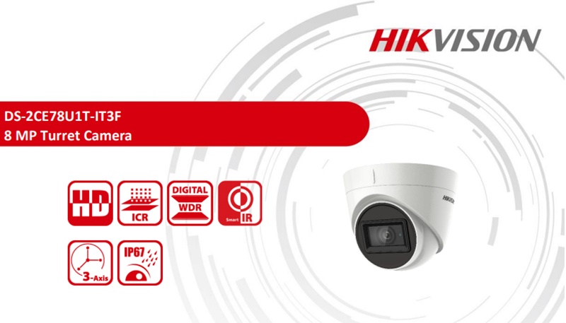 Hikvision Camera HD-TVI  8MP. DS-2CE78U1T-IT3F