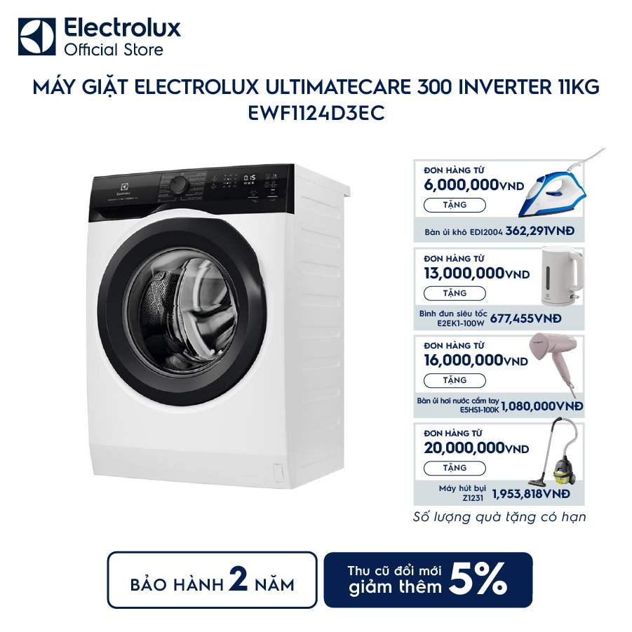 Electrolux EWF1124D3EC - máy giặt cửa ngang 11kg Inverter UltimateCare 300 | Giá đại lý
