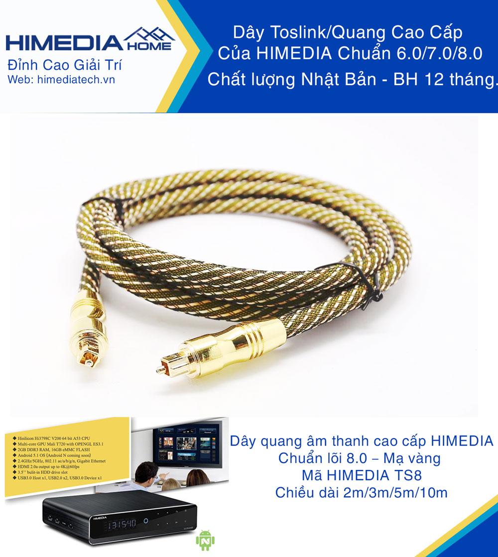 DÂY QUANG TOSLINK HIMEDIA HOME 8.0 DÀI 2M (TS802)