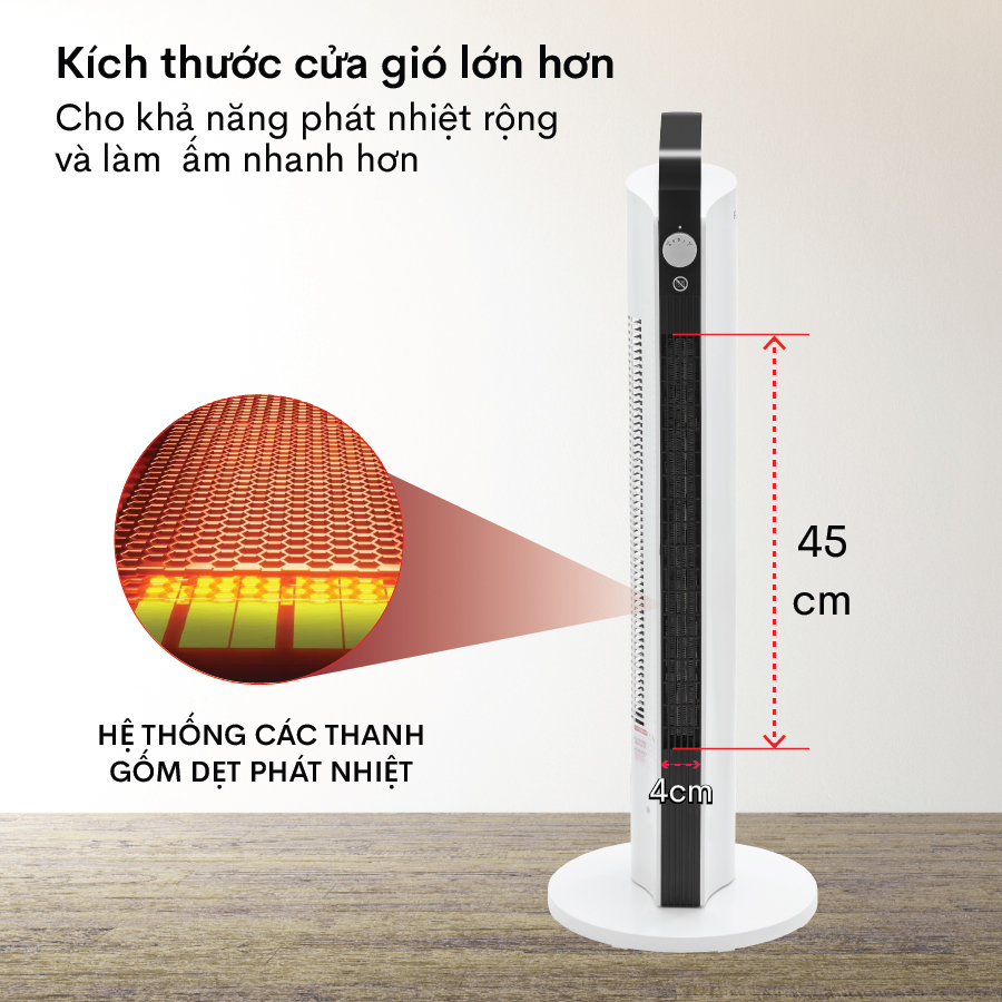 Quạt sưởi gốm Ceramic để sàn FUJIHOME FH2000M