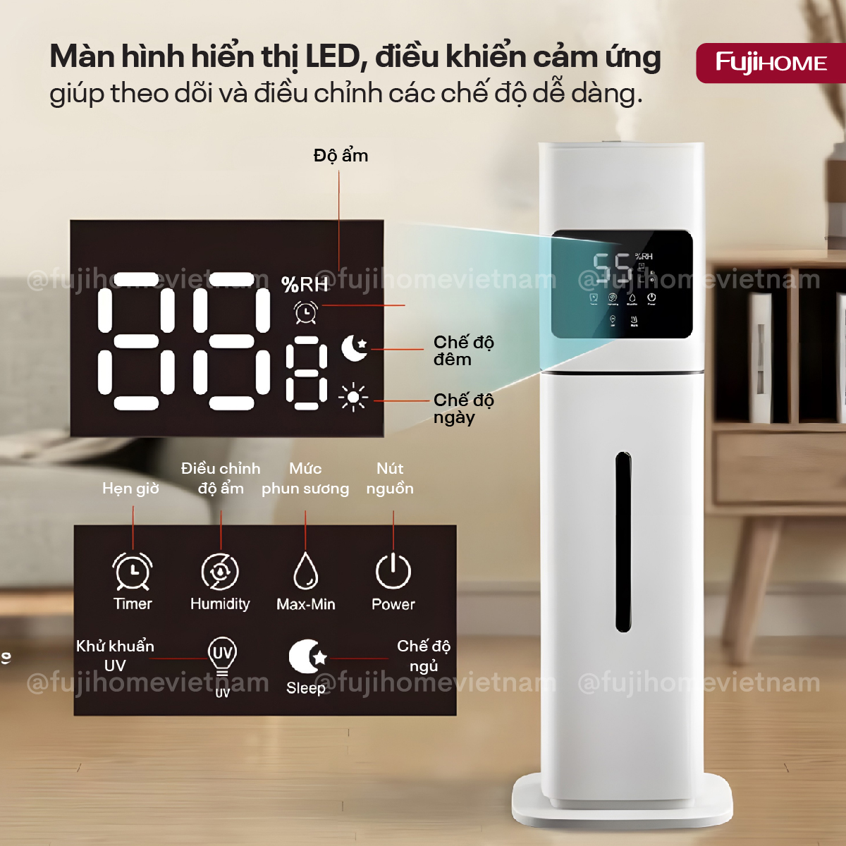 MÁY TẠO ẨM, XÔNG TINH DẦU, KHỬ KHUẨN UV FUJIHOME HM09UV2