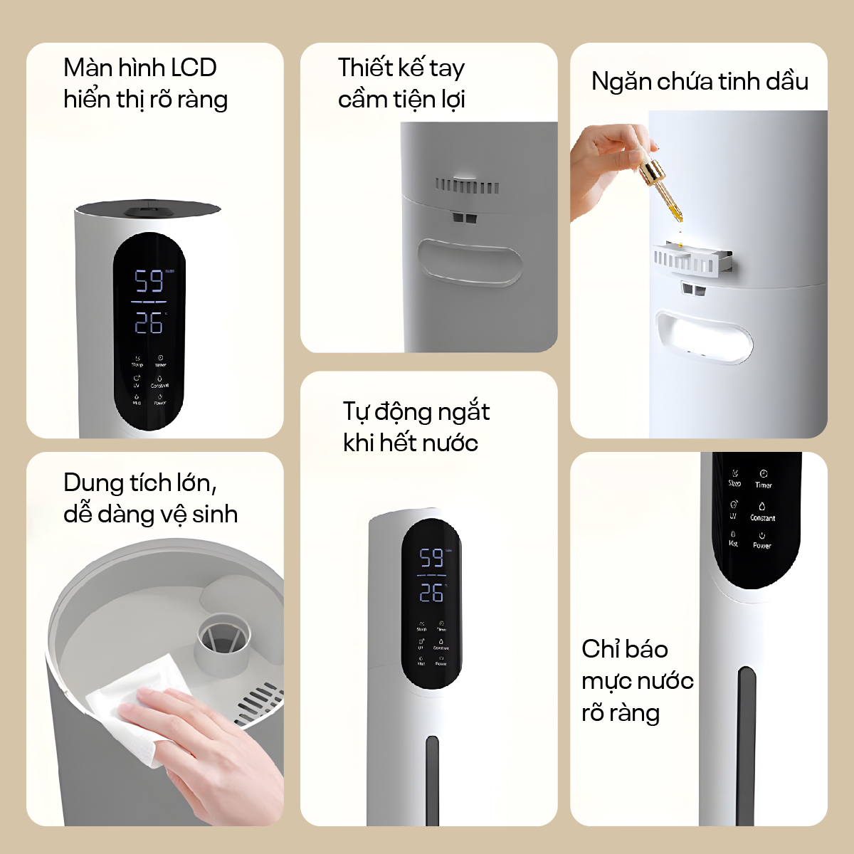 Máy Tạo Ẩm, Xông Tinh Dầu, Khử Khuẩn UV Điều Khiển WiFi Fujihome HM10UV-WIFI