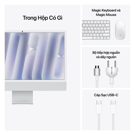 APPLE IMAC M4 (10C CPU/10C GPU/24GB RAM/512GB SSD/MÀN HÌNH 24" 4.5K)/BẠC (MCR24SA/A)