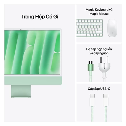 APPLE IMAC M4 (10C CPU/10C GPU/24GB RAM/512GB SSD/MÀN HÌNH 24" 4.5K)/XANH LÁ (MD2Q4SA/A)