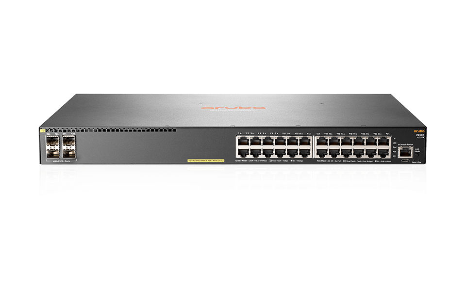 JL255A Switch Aruba 2930F 24 Ports 10/100/1000 PoE+ 370W, 4 SFP+ Uplink