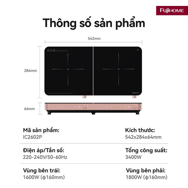 Bếp Từ Đôi Fujihome IC2602P