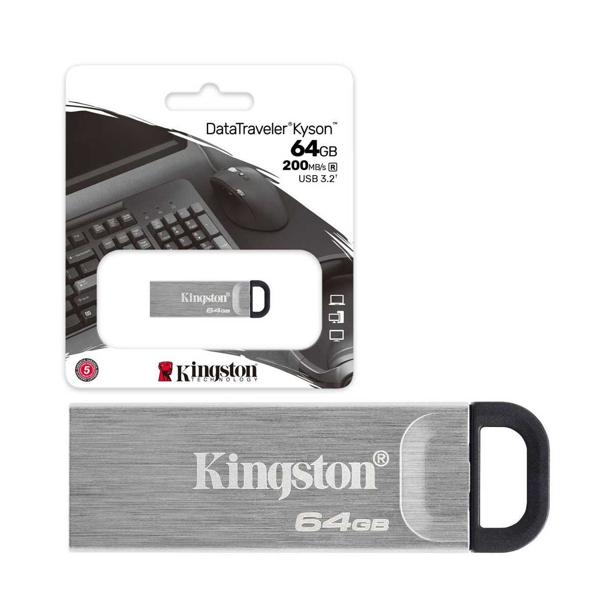 USB Kingston DataTraveler Kyson 64GB USB 3.2 Gen 1 – 200MB/s (Metal)