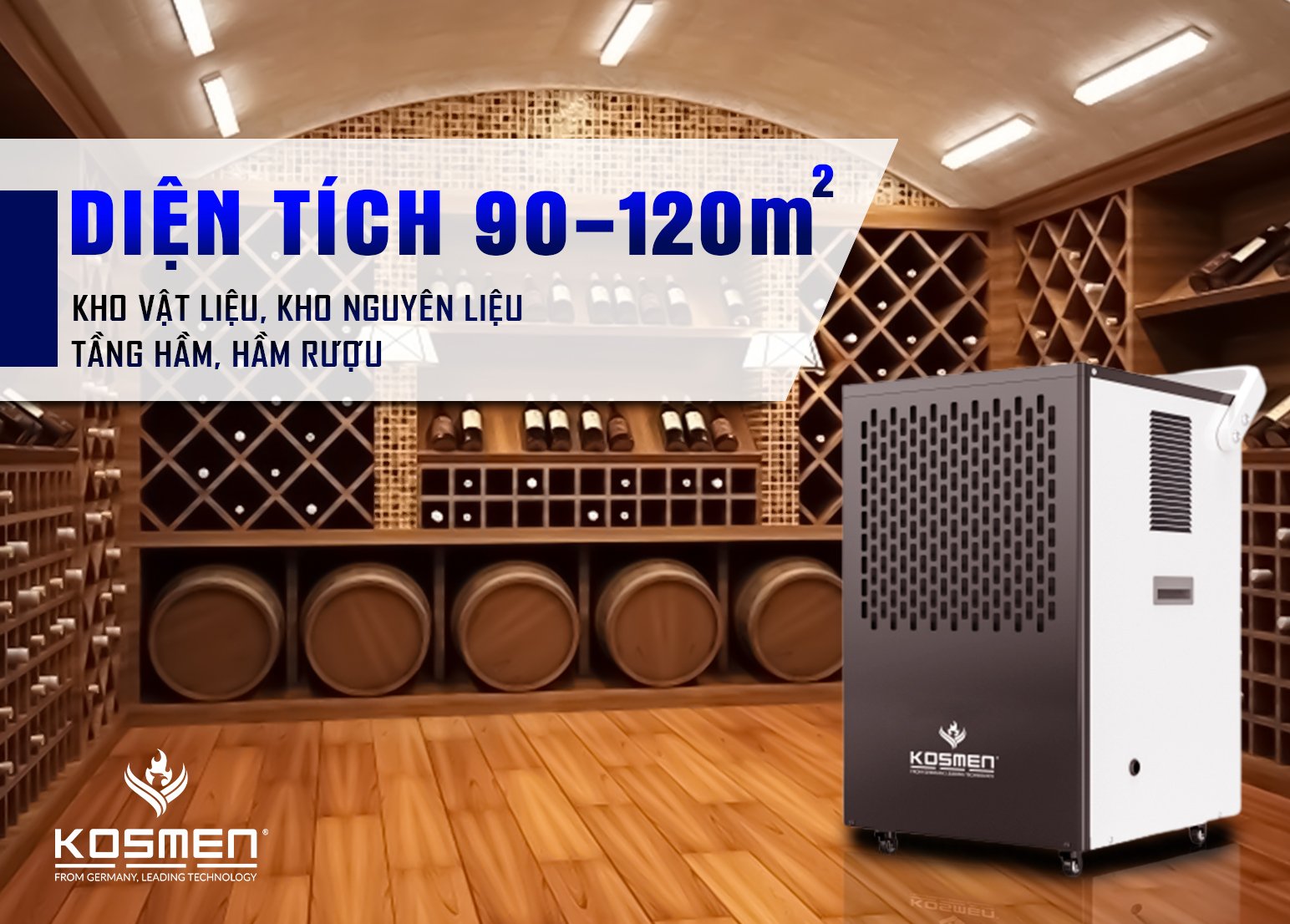 MÁY HÚT ẨM CÔNG NGHIỆP KOSMEN KM - 90S (Phù hợp với không gian 90 - 120m2)