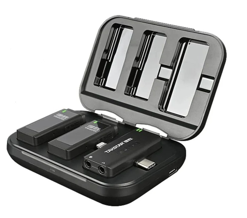 Micro không dây ghi âm, lọc tạp âm, livestream kênh kép V4 Dual Channel