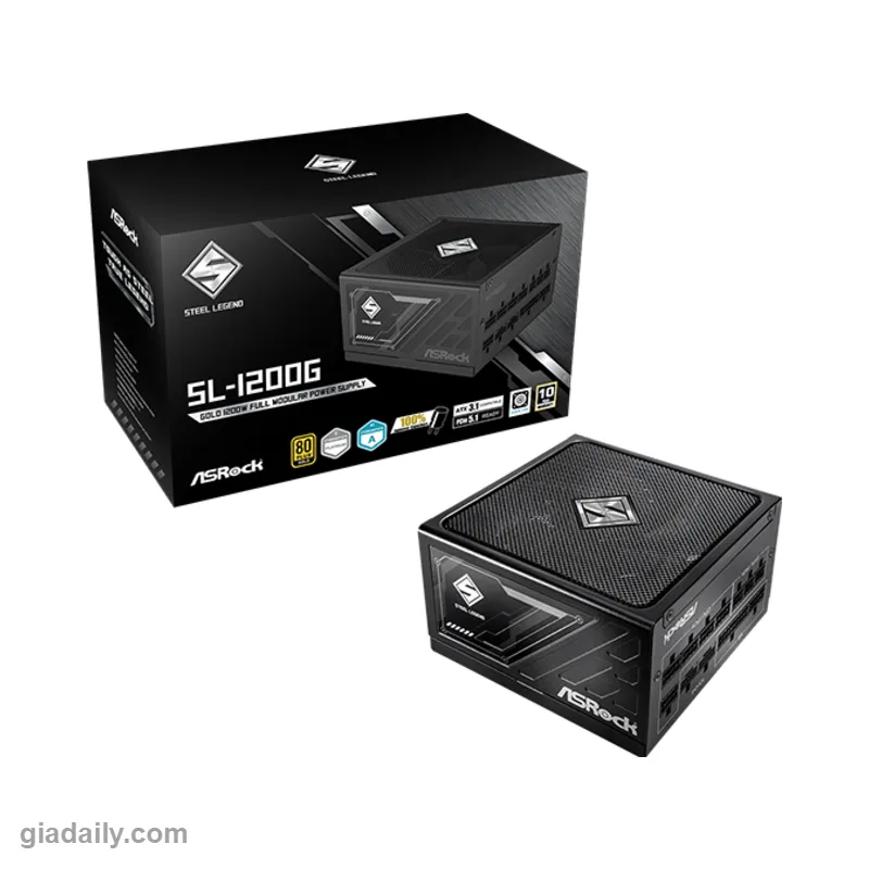 Nguồn máy tính ASRock Steel Legend SL-1200G 1200W 80 Plus Gold Full Modular (ATX 3.1, PCIe 5.1) - Giá Đại Lý